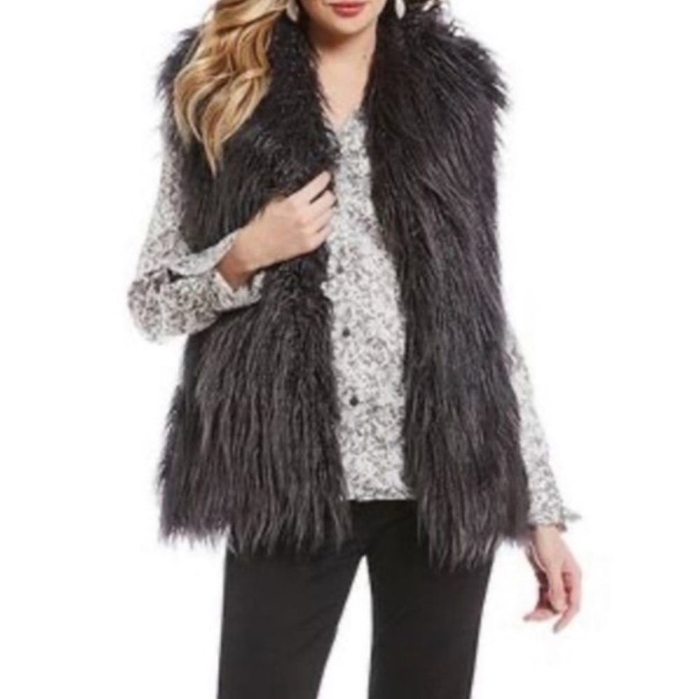 Revolve X Steve Madden Vest Faux fur Fringes Black Penny Lane Mobwife Rock XS/S
